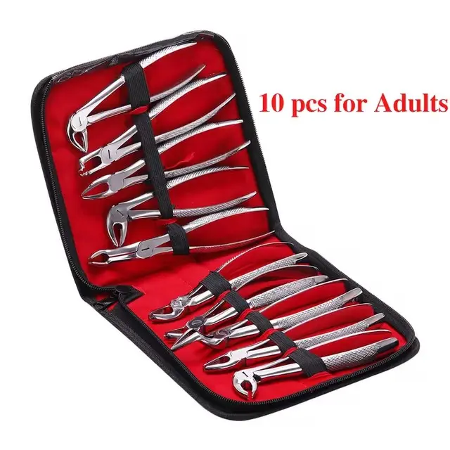 10pcs Dental Extraction Forceps Pliers kit adult