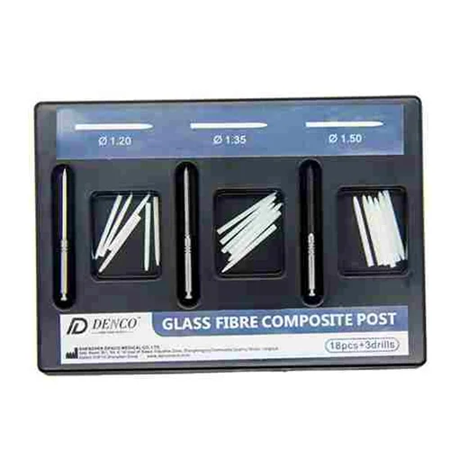 DENCO Glass Fibre Composite Post Fiber Postدنكو جلاس فيبر كمبوزت فيبر بوست (18قطعه+3درل)