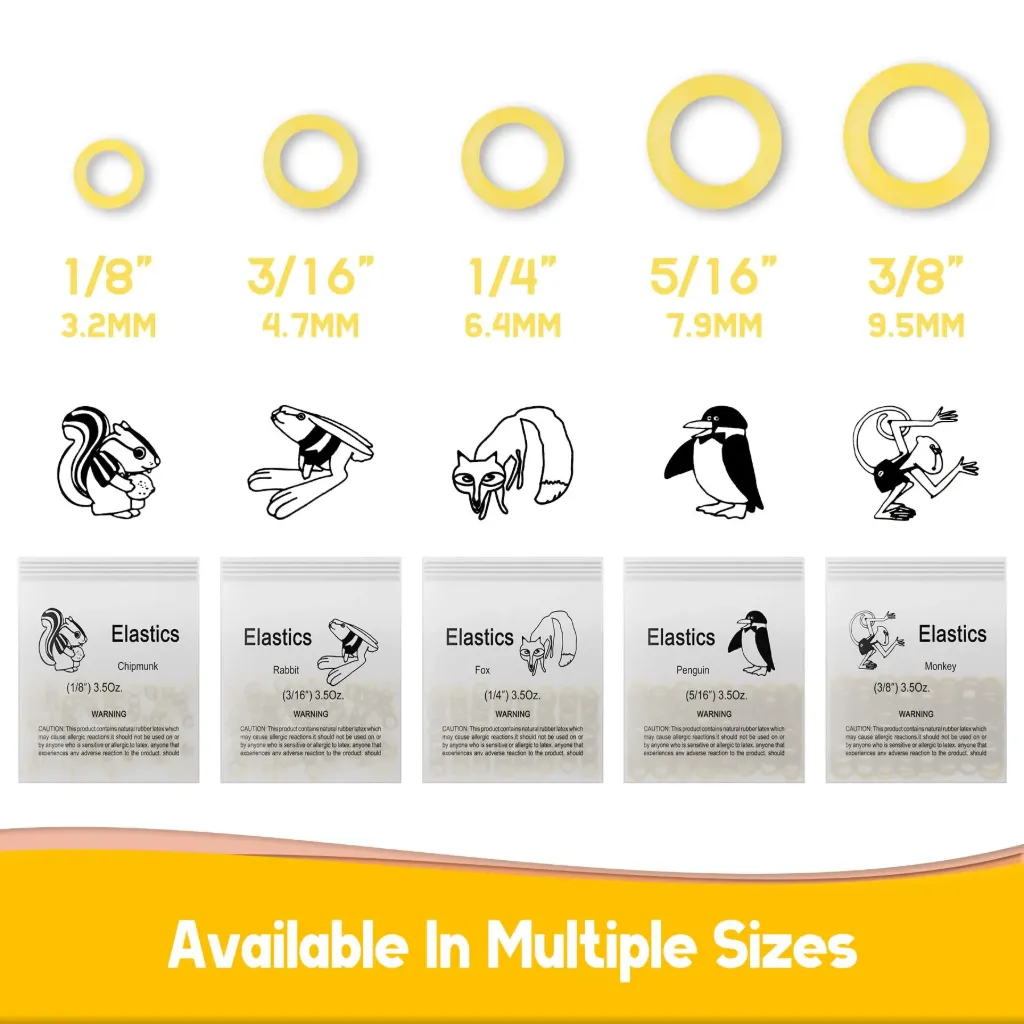 [008-0049] ربلات انتراورال ايلاستك Dental Orthodontic Zoo Pack Elastics Latex Rubber (Chipmunk 3.5oz)