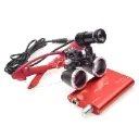 DY-409 2.5X Binocular Loupes with 5W LED Headlamp with Aluminum Box Red لوب