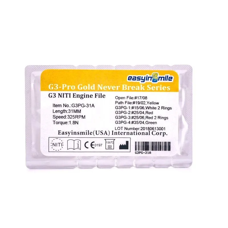 Easyinsmile G3-Pro Gold Rotary Files
ايزي ان سمايل جي3  برو فايلات روتري جولد