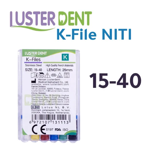 Luster dent K FILES NITI فايلات يدوي كي نيكل