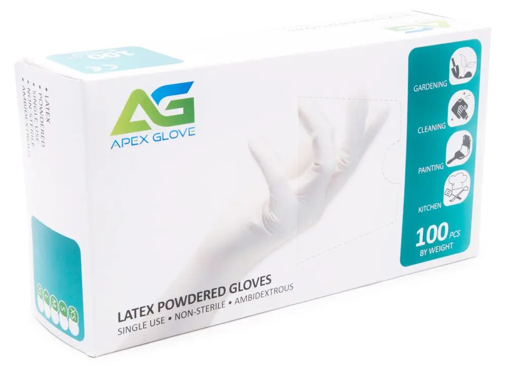 جلفز بدون بودر لاتكس Apex Glove Latex Powder Free Gloves