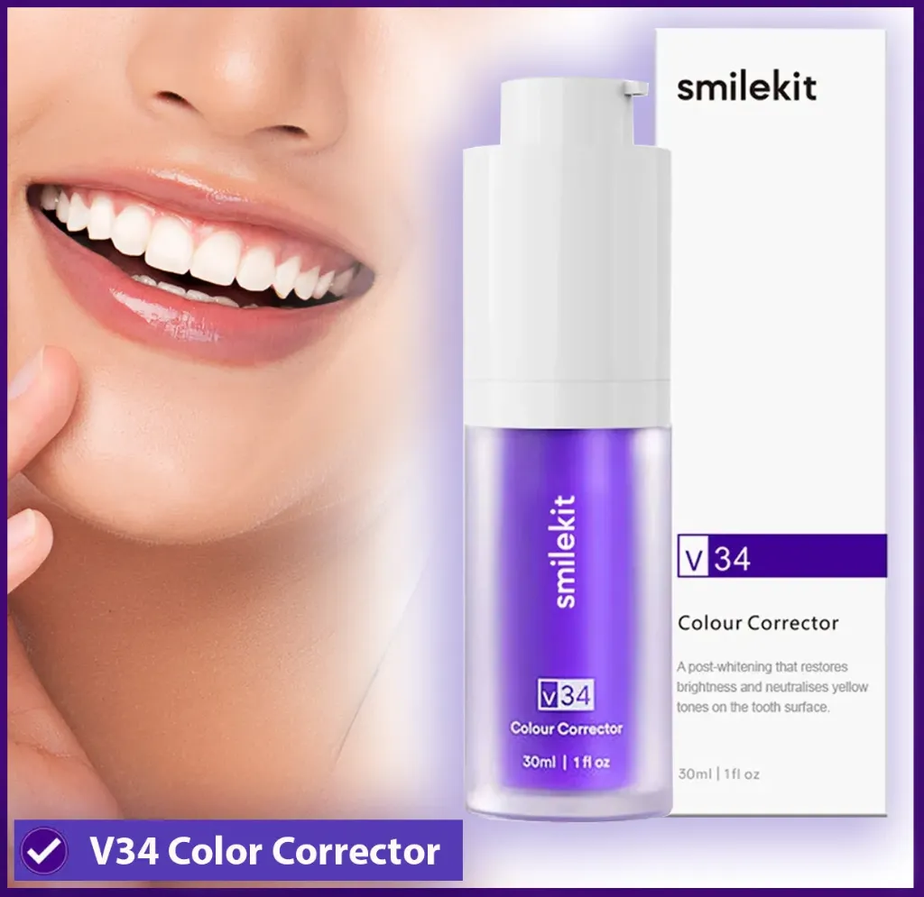 Smilekit V34 Color Corrector Purple Teeth Whitening Tooth Stain Removal 30ML