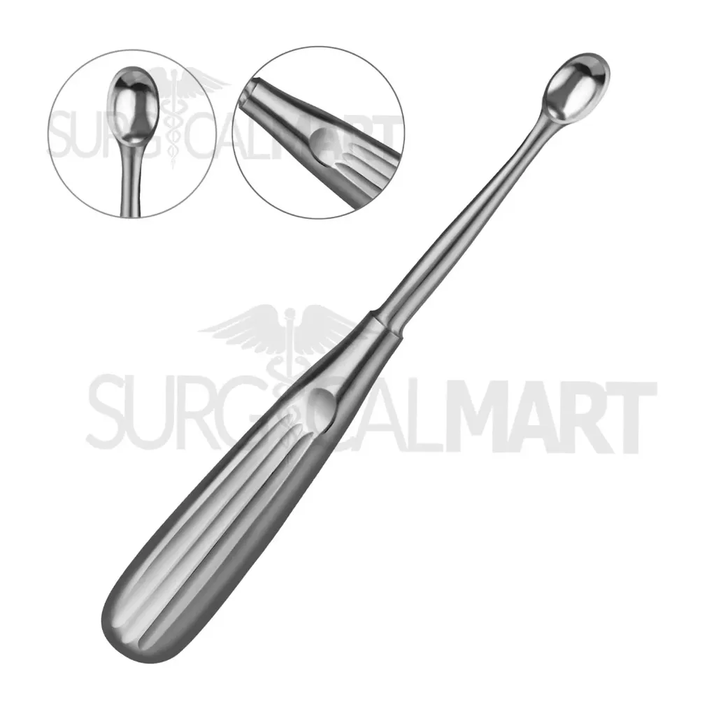 Spratt Brun Bone Curette 6.5" Oval Cup Size #6 بون كيوريتاج